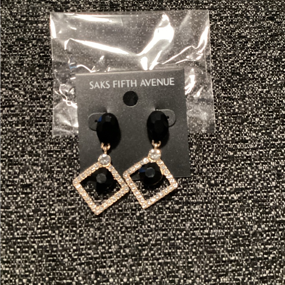 Saks Fifth Avenue Modern Black and Gold Geometric Earrings
